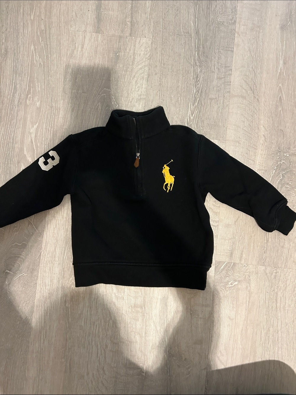 Polo by Ralph Lauren Black Half-Zip Sweatshirt with Yellow Pony